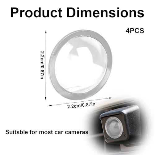 4pcs Car Camera Lens Protector, HD 360° Protection Backup Rear View Camera Protective Sticker Waterproof Rain Shield & Anti-Scratch Cover with 2 Cleaning Cloth Accessories for Most Vehicles