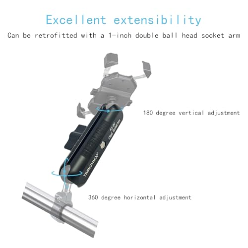 Double Socket Arm Compatible with RAM Mounts B Size 1" Ball Components for Bike/Motorcycle/ATV Phone Mount, Black (Medium Arm-Black) - size: M