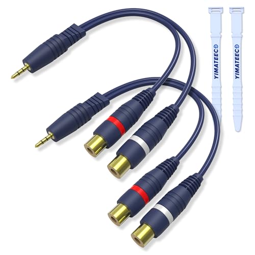 RCA to AUX Adapter, 3.5mm to RCA Y Cable 1 Male to 2 Female Jack Stereo Y Adapter Auxiliary Cord for Subwoofer, Speaker, AMP, Turntable, Receiver, Home Theater(3.5mm Audio Cable, 2Pack) - size: 3.5 Male to 2 Female