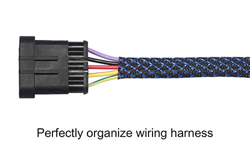 100ft - 1/4 inch PET Expandable Braided Sleeving – BlackBlue – Alex Tech Braided Cable Sleeve - color: Blackblue, size: 1/4"-100ft