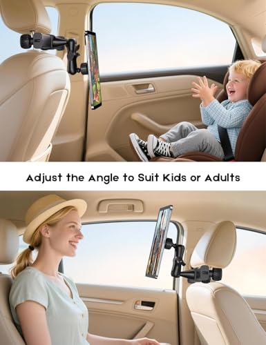 OHLPRO Tablet Holder for Car Headrest,360°Adjustable Magnetic Tablet Mount for Car Backseat,Gifts Road Trip Essentials for Kids,Fits for 4.7-17" Device Like iPad Pro, Air, Mini, Galaxy, Fire - size: 4.7-17" Device