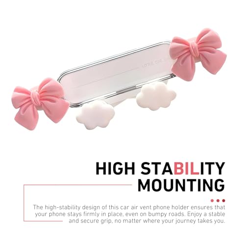Car Phone Holder Mount, Butterfly Bow Air Vent Phone Holder, Universal Kawaii Car Accessories for Women Girls (White #A) - size: White #A