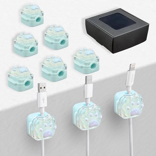 9Pack Magnetic Cable Clips,Night-Glowing Cord Holder,Blue Cat - color: Blue Cat