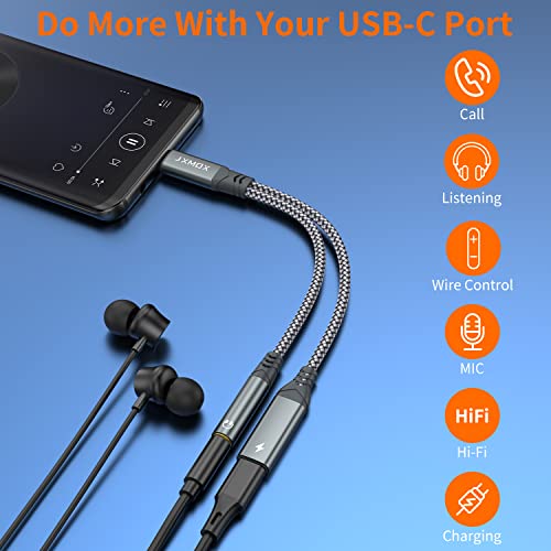JXMOX USB C to 3.5mm 헤드폰 및 충전기 어댑터, (2팩) 2-in-1 타입 C to Aux 잭 동글 케이블, PD 60W 고속 충전, 아이폰 15 16 17 프로 맥스, 삼성 갤럭시 S23 S24 S25, 노트 20, 아이패드 프로용 - size: 2-Pack