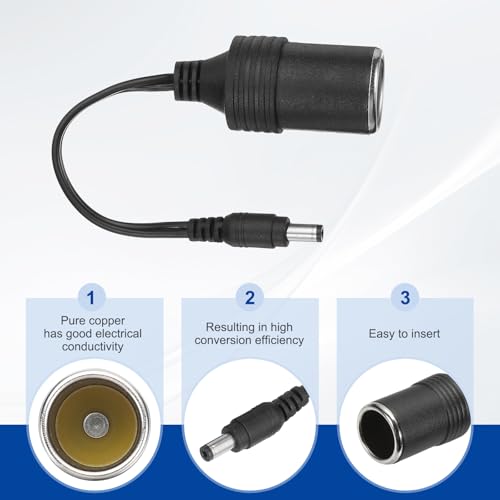 MECCANIXITY DC 5.5mm x 2.1mm Male to Female Cigarette Lighter Plug Adapter, 20cm 12V Cigarette Lighter Power Supply Cable for Car Charger Car Refrigerator, Silver - size: 20cm