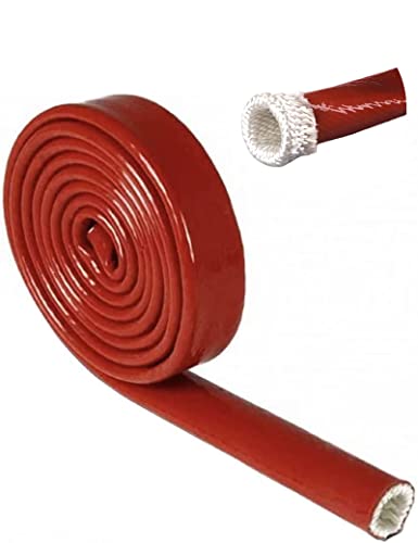 Fuel Line Heat Shield Insulation Heat Sleeve Fuel Line Heat Shield Sleeve Fire Sleeve Silicone Coated Fiberglass Heat Protection for Automotive Hose Lines & Electrical Wiring 3/4" ID Red - color: Red, size: 3/4" ID*5FT