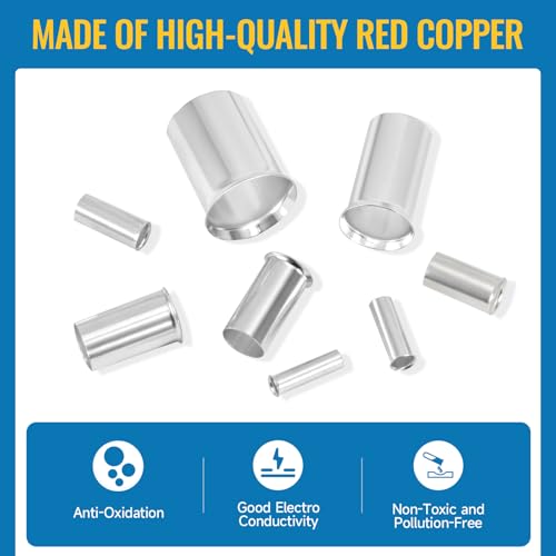 166Pcs Wire Ferrules Kit, Silver Copper Crimp Terminals