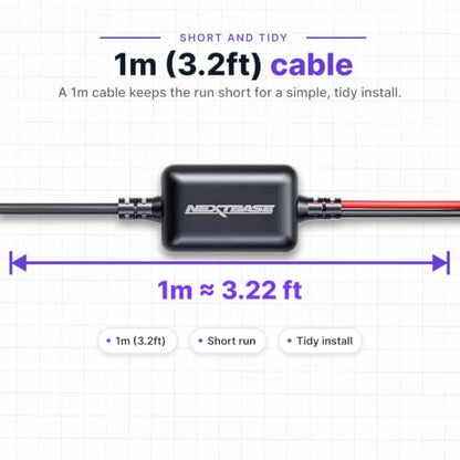 Nextbase Piqo Pro Install Hardwire Kit - Easy to Install, Enables Smart Parking, Battery Voltage Protection, LED Light, 12/24V Car Accessories, 1m Hard Wiring Kit Compatible with Nextbase Piqo Only - style: Hardwired Kit (Piqo)