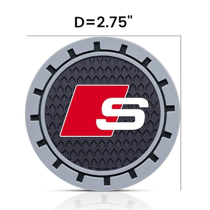 Car Cup Holder Coaster for Audi S Line Recessed Silicone Cupholder Coaster Interior Accessories 2.75IN 2Pack - color: Gray-05