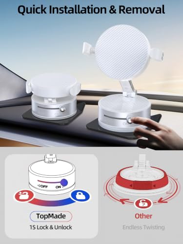 Magnetic Car Phone Holder for MagSafe, Suction Cup Phone Mount, White - color: White