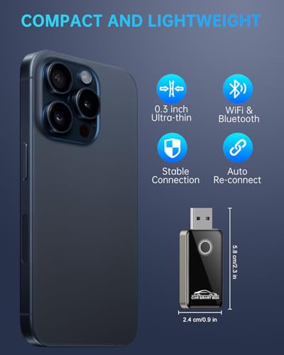 TiMOVO Wireless CarPlay Adapter, Automatic Connection, Smooth & Stable