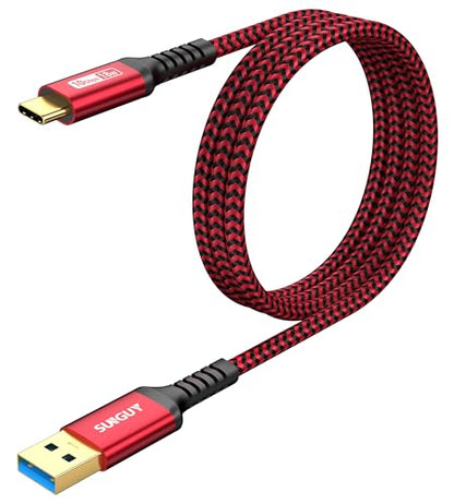 SUNGUY 10Gbps USB C 3.1 Gen 2 Cable, [2-Pack, 4FT] USB A to USB C 3A Fast Charging Android Auto USB C CarPlay Cable, for iPhone 17/16/15 Pro Max, Galaxy S22 S21 Note 20, Pixel 6 5 (Red) - color: Red, size: 4ft