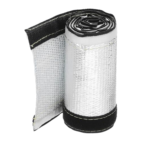 MECCANIXITY 1.5mm Heat Shroud Aluminized Sleeving 1 1/5" ID x 3.2FT Aluminum Metallic Fiberglass Heat Shroud for Fuel Lines Cables Electrical Wiring - size: 1 1/5" ID x 3.2FT