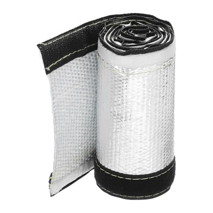 MECCANIXITY 1.5mm Heat Shroud Aluminized Sleeving 1 1/5" ID x 3.2FT Aluminum Metallic Fiberglass Heat Shroud for Fuel Lines Cables Electrical Wiring - size: 1 1/5" ID x 3.2FT