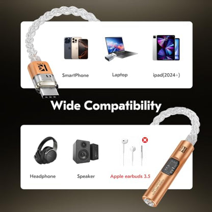USB C to 3.5mm Audio Adapter with DAC for iPhone, Samsung & iPad - color: Orange