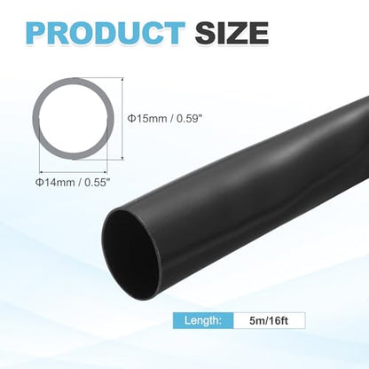 MECCANIXITY 5m PVC Cable Sleeve Tubing, 14mm PVC Tube Black Cord Organizer Wire Shielding Sheathing Wrap - size: 5m x 14mm
