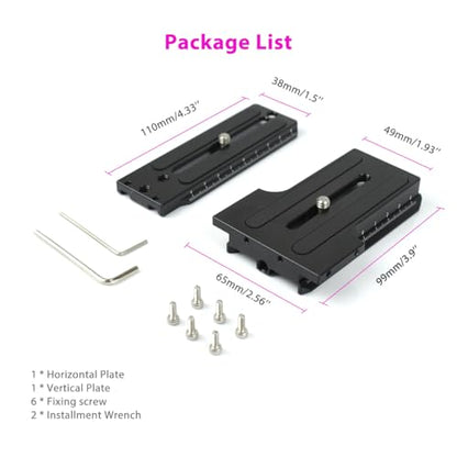 L Bracket Vertical Mount Quick Release Plate for DJI Ronin RSC2 / RS2/ RS3 / S, Zhiyun Weebill S Gimbal, DSLR Camera, Tripod, Monopod