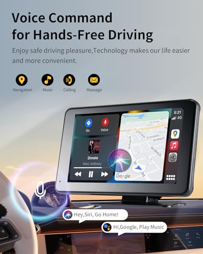 Wireless CarPlay & Android Auto Screen for Car - 7" Portable Car Stereo with 1080P Backup Camera, GPS Navigation, Voice Control, Bluetooth, FM, AUX - Universal Plug & Play Head Unit for Older Vehicles - size: 7 inch(7001)