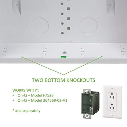 Legrand - OnQ 14 Inch Cable Management, In-Wall 20-Gauge Media Box, Structured Wiring Enclosure with 2.5 Inch Openings for Wires, Glossy White, EN1400