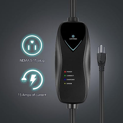 Lectron Level 1 EV Charger - ETL Certified, 120V, 15 Amp, 16 ft Extension Cord & J1772 Cable - Portable Electric Car Charger for J1772 EVs with NEMA 5-15 Plug - size: 15A NEMA 5-15