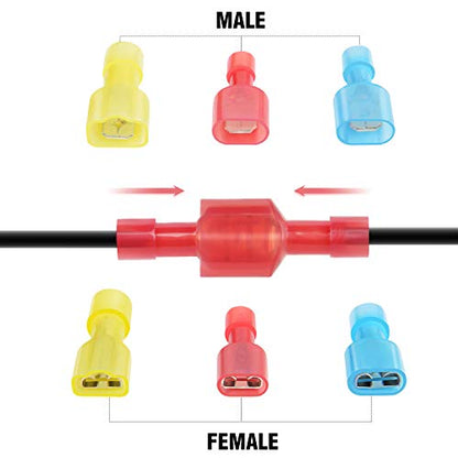Nilight 160PCS Male Female Nylon Fully Insulated Crimp Electrical Terminals - color: 160PCS Crimp Terminals Connectors