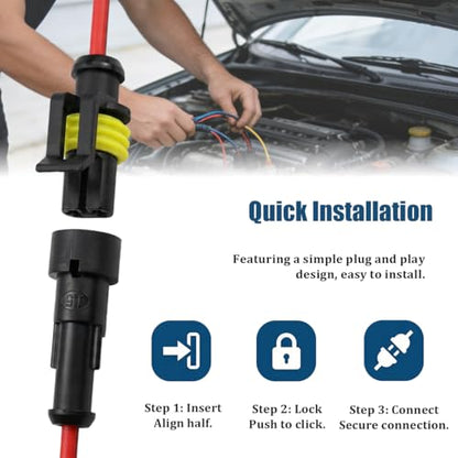 5PCS 1 Pin Car Electrical Wire Connector, Waterproof Male and Female Vehicle Terminal Wire Connectors Plug, Automotive Wire Plug Socket Kit, Universal for Sedan Truck Motorcycle - size: 1 Pin