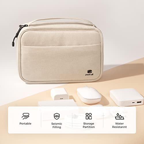 pack all Electronic Organizer Plus, Shockproof Cable Organizer Bag - color: Beige