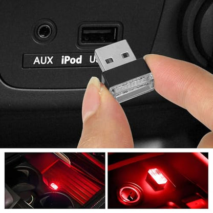 Sun Walker 2 PCS USB LED Car Interior Atmosphere Lamp, Plug-in USB Interface Trunk Ambient Light LED Decoration, Mini Portable Interior Night Lighting Kit for Most Vehicles (Red)