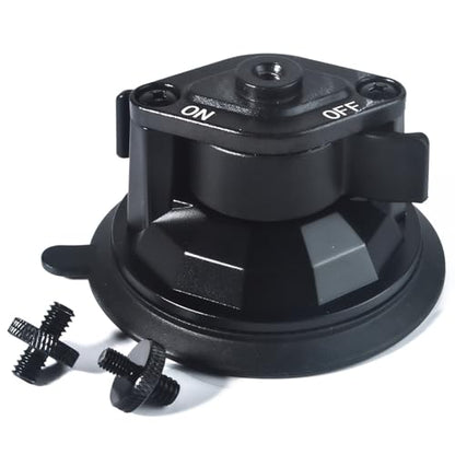 HYS Strong Heavy Duty Windshield Suction Cup Mount -1/4" to M5 & 1/4" Threaded Tripod Screw Adapter Double Head Stud Standard Mounting Thread Converter for Most Dash Cam, DVR, GPS and Sports Camera