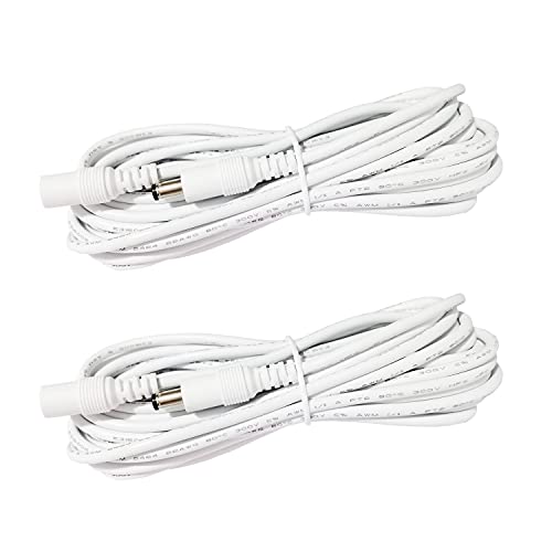 2pcs 1m 3.3ft DC Extension Cable 12V Extension Cord DC 5V-24V Power Cord 5.5mm x 2.1mm DC Jack Plug Adapter Male to Female for Car Monitor, CCTV Camera, LED Strip, etc., White