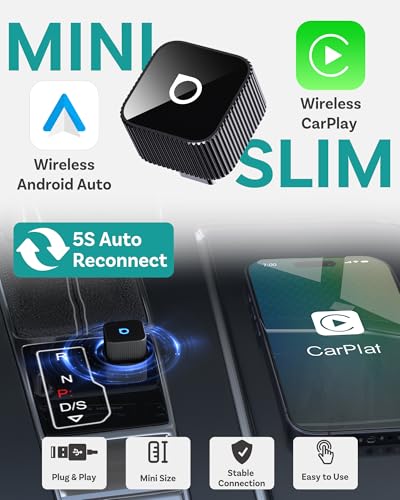 OTTOCAST Mini Cube 3.0 USB C Wireless CarPlay & Android Auto Adapter 2026– Plug & Play, Fast Auto-Reconnect (Black) - color: Black, size: USB C