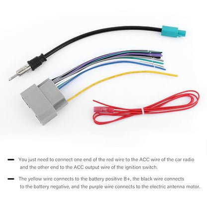 Car Radio Wiring Harness Kit,Stereo Wiring Harness with Antenna Adapter & Butt Connectors,Compatible with Chrysler Jeep Dodge Aftermarket Radio Wire Harness Kit Car Accessories