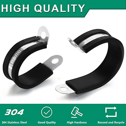 OURU 56PCS Cable Clamps Assortment Kit,Rubber Coated, 1/4"-3/4" 6 Sizes - size: 56pcs - 1/4", 5/16", 3/8", 1/2", 5/8", 3/4"