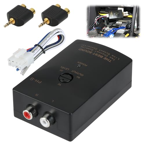 2-Channel Car Audio RCA Line Output Converter, High to Low Converter for Adding Amplifier Subwoofer, Hi Low RCA Conversion Device Adapter for Stock Stereo Aftermarket Head Unit Systems