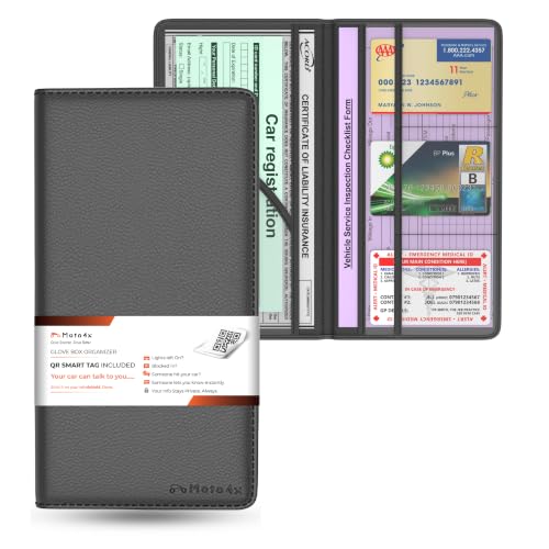 Car Registration and Insurance Card Holder,Black Premium PU Leather Folder - color: Black