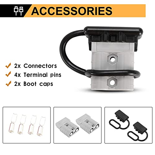 BUNKER INDUST 6-10 Gauge 50A Battery Quick Connect Wire Harness Plug Kit Battery Cable Quick Connect Disconnect Plug for Winch Auto Car Trailer Driver Electrical Devices,2 Pcs,Grey - color: grey, size: 50A (2 Pack)