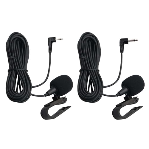 2 Pack Car Stereo Microphone 3.5mm and 2.5mm Plug Car Radio Mic for Pioneer AVH AVIC FH DEH DMH SPH MVH Kenwood Boss JVC Sony Jensen Alpine Car Head Unit Stereo Receiver GPS DVD
