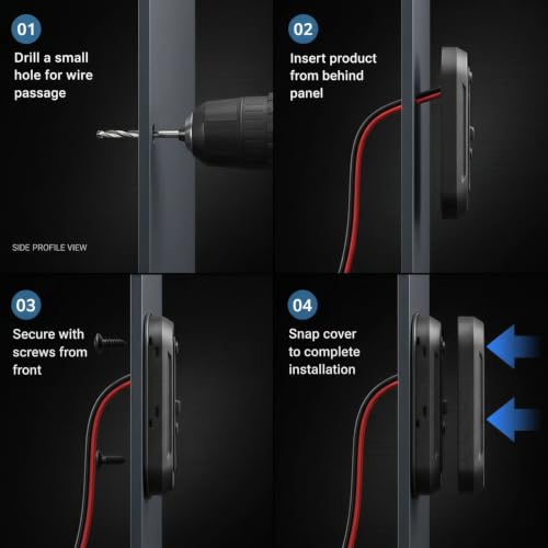 90W 12V RV USB Outlet 3 Port Wall Mount Quick Car Charger Waterproof - color: Black, size: 1P