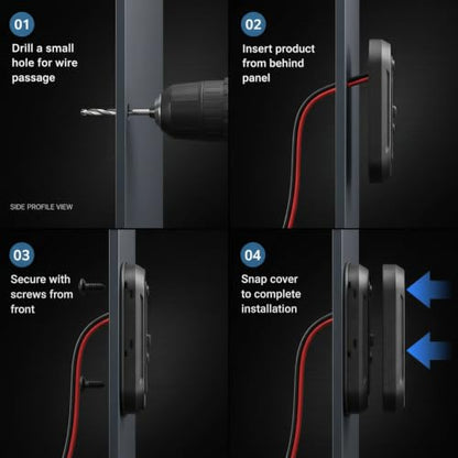 90W 12V RV USB Outlet 3 Port Wall Mount Quick Car Charger Waterproof - color: Black, size: 1P