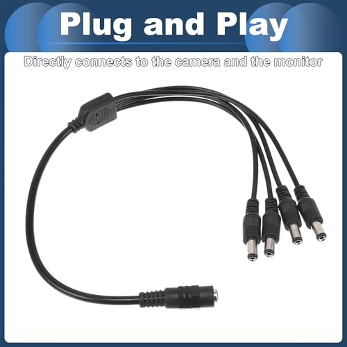Universal Car Reverse Rear View Parking Camera Video Cable 4 in 1 DC Backup Camera Video Cable Extension for Monitor and Backup Black 0.37M