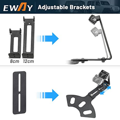 EWAY Light 2.0 Spare Tire Reverse Backup Camera for Jeep Wrangler JK Compass Commander Patriot Liberty 2007-2018, Upgrade Ajustable Brackets for Flexible Angle, Hitch Camera with 90° Ajustable Angle