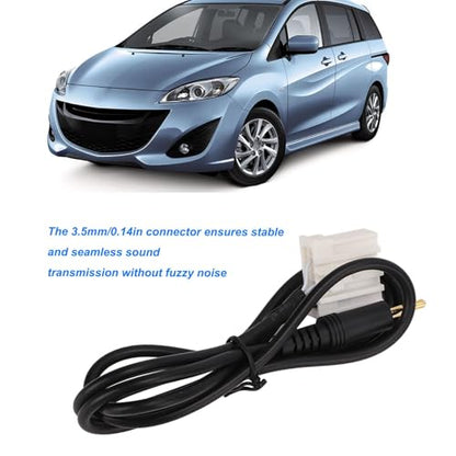Aramox Car Aux Audio Cable, 1m Long AUX Audio Input Adapter 3.5mm Clear Sound Black Replacement for 2 3 5 6 MX5 RX8 Music Player