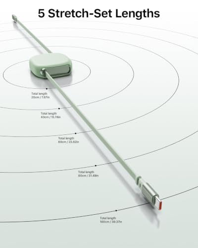 240W Retractable USB C Cable with Mag Snap Slot,3.3ft,Tea Green - color: Tea Green, size: 3.3ft-1Pack
