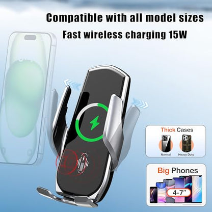 Car Phone Mount for Rogue 2014–2020, 15W Wireless Fast Charging Auto-Clamping Vent Phone Holder, One-Hand Operation, Hands-Free, 360° Adjustable, Without Blocking Airflow - size: for Nissan Rogue | 2014-2020