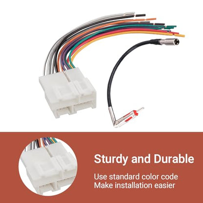 Radio Wire Harness with Antenna Adapter Fit for 1989-2002 Chevy GMC Buick, Stereo Receiver Install Connector Kit, Audio Navigation DVD Tail Line