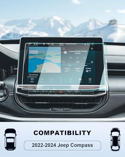 BIXUAN Tempered Glass Screen Protector for 2022-2024 2025 Jeep Compass Accessories Navigation 10.1 Inch Touch Screen Protection Against Scratches and Fingerprints - color: 2022-2024 10.1" NAV TG