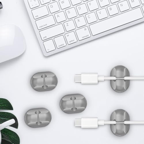 12-Packs Cable Holder Clips, Cable Management Cord Organizer Clips Self Adhesive for Desktop USB Charging Cable Nightstand Power Cord Mouse Cable Wire PC Home,Office,Car,Desk,Nightstand(1 * 12 Grey)