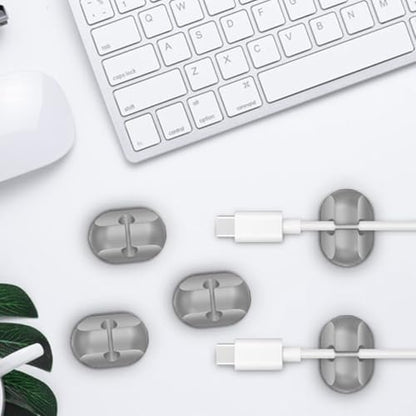 12-Packs Cable Holder Clips, Cable Management Cord Organizer Clips Self Adhesive for Desktop USB Charging Cable Nightstand Power Cord Mouse Cable Wire PC Home,Office,Car,Desk,Nightstand(1 * 12 Grey)
