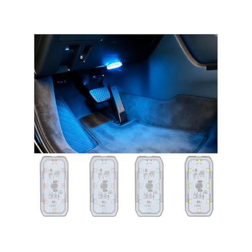 4PCS Wireless Car LED Lights, Magnetic Vehicle Ambient Light with 8 Bright LED Lamp Beads, Portable Automotive Interior Decorative Night Lamp, Universal for SUV RV Truck (Ice Blue) - color: Ice Blue