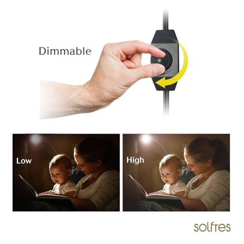 Solfres Patented Innovative Design Headboard Reading Light. No Drilling Golden Book Light for Bedtime Reading. Dimmable LED Book Reading Lamp with Bulb. Movable & Flexible, Gold - color: Gold, size: M